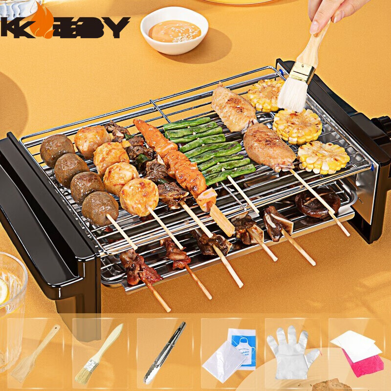 克来比（KLEBY） 电烧烤炉 家用多功能无烟电烤盘铁板烧韩式双层电烤炉烤肉锅烤串机烧烤架烤肉盘 小号（只有烤网）