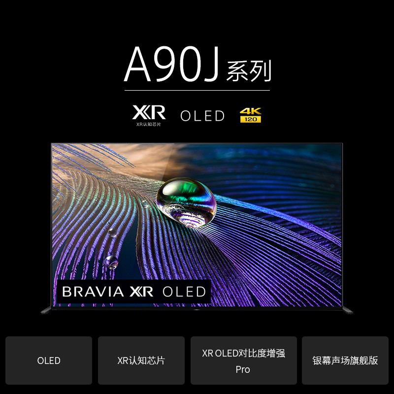 索尼（SONY）XR-65A90J 65英寸 OLED全面屏电视 4K超高清HDR XR认知芯片 银幕声场旗舰版 京东小家智能生态