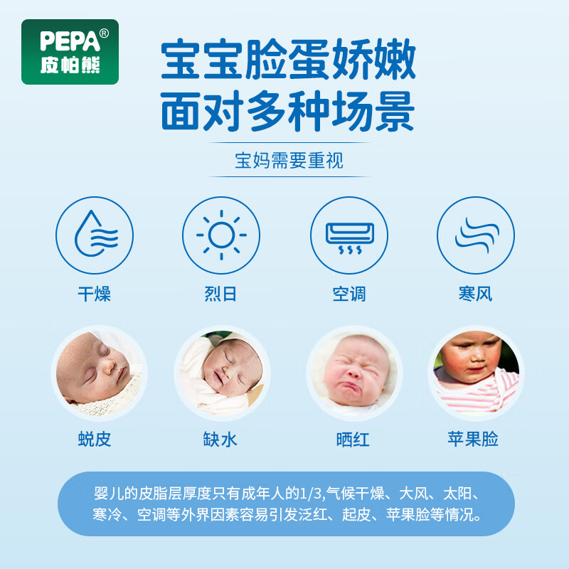皮帕熊(PEPA)金银花婴幼儿专用面霜春夏保湿补水宝宝护肤霜儿童舒缓泛红擦脸霜 皮帕熊金银花婴儿多效面霜30g