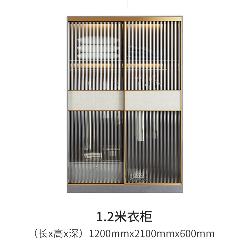 玻璃衣柜 轻奢玻璃移门衣柜组合现代简约家用卧室推拉门衣柜主卧整体
