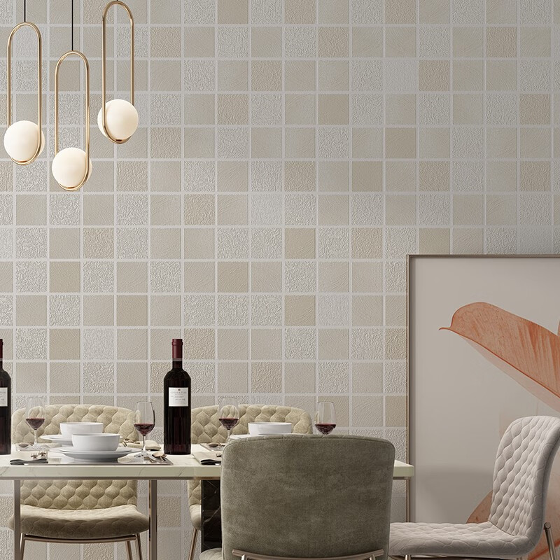 乐活北欧风格马赛克方块格子壁纸现代简约时尚客厅酒店电视背景墙餐厅
