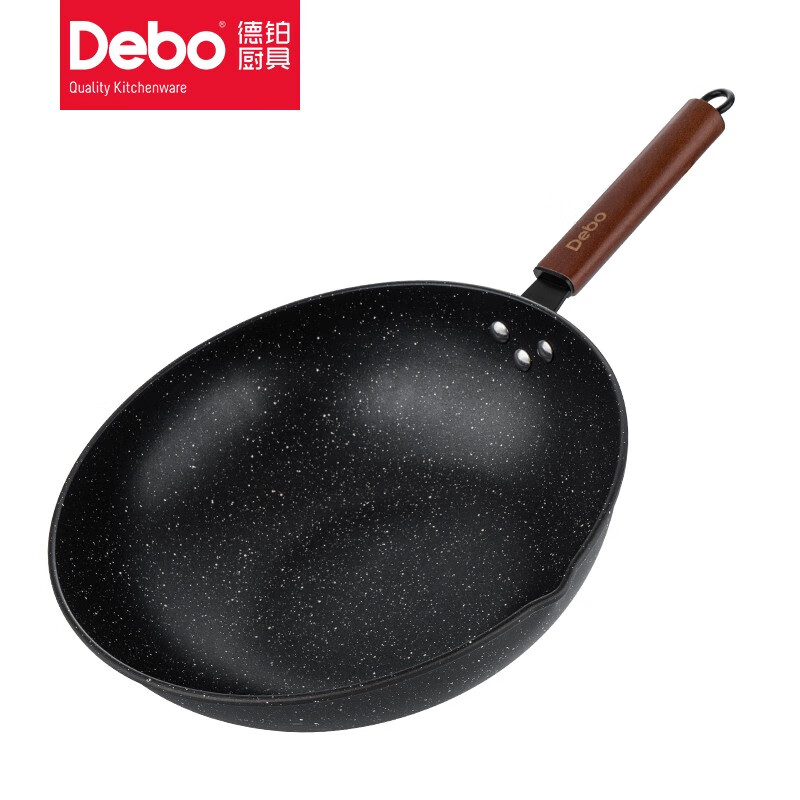 Debo德铂炒锅麦饭石不粘锅涂层少油烟炒菜锅铁锅 32CM不带盖 32cm