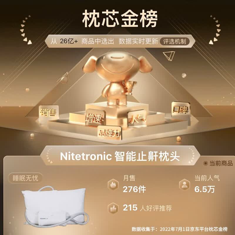 Nitetronic添眠智能止鼾枕Z1防打鼾打呼噜APP检测乳胶枕芯止鼾神器 基础版