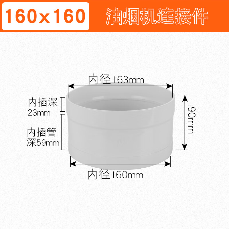 吸抽油烟机排烟管变径圈180排风管道转换pvc160接口变径器大小头 160