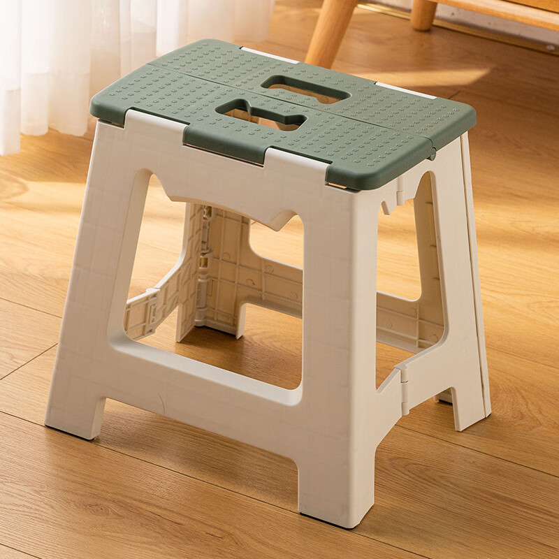 好尔可折叠塑料凳便携户外家用小凳子折叠椅马扎钓鱼板凳绿色33cm