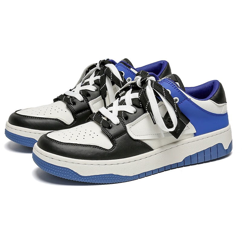 力醒2023z鞋子男鞋夏季新款潮流男鞋学生百搭复古 白蓝(皮鞋尺码) 38