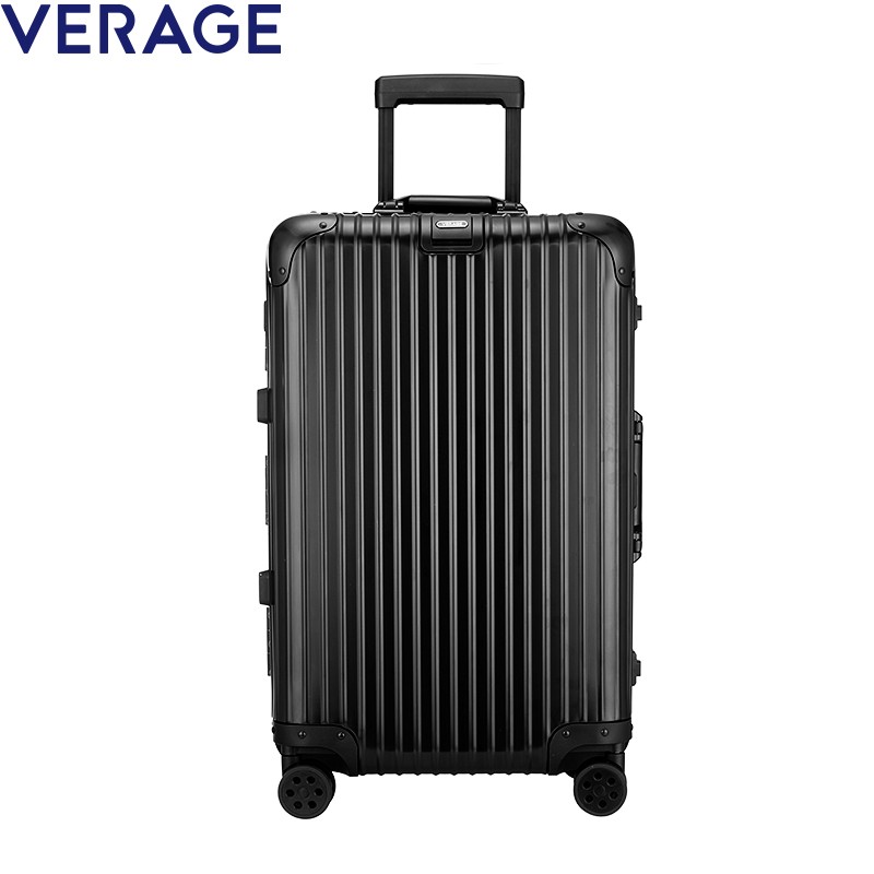 Verage维丽杰拉杆箱大容量全铝镁合金静音万向轮20登机箱小型行李箱女金属男24 黑色 20寸