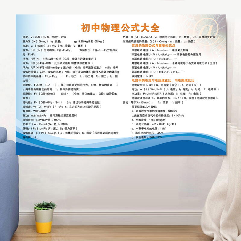 初中物理公式大全 50x70(厘米)=28寸 pp胶(背面带胶 撕开