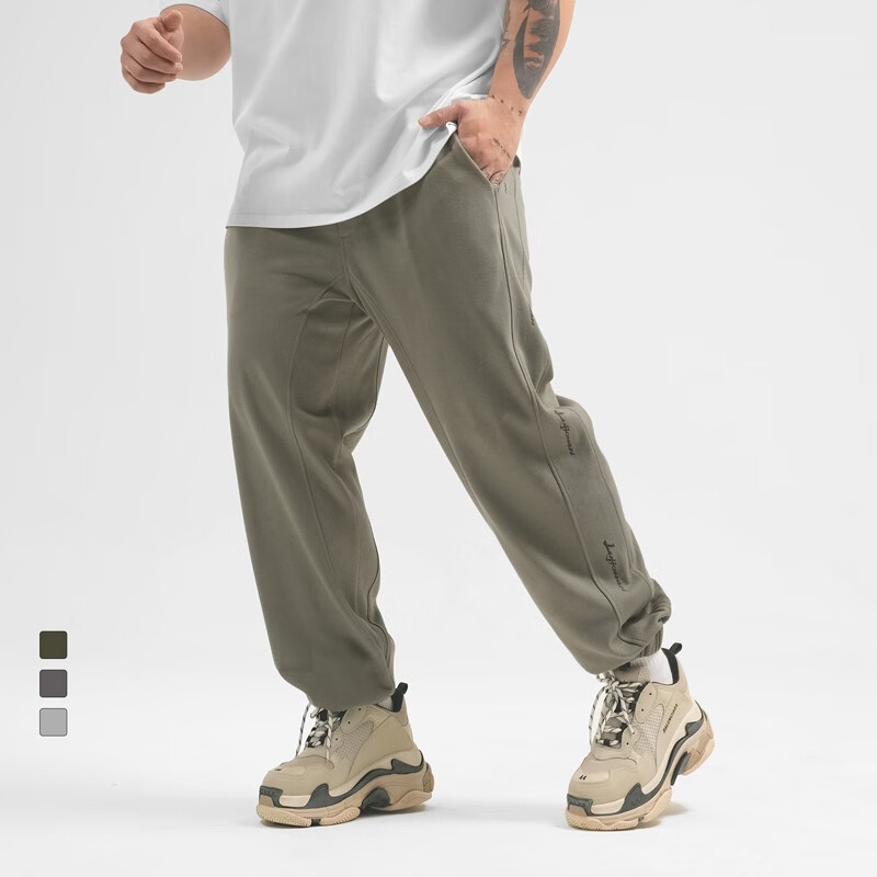 鹿家门 基础运动系列多色卫裤常规休闲健身长裤男款裤子小脚裤宽松 灰