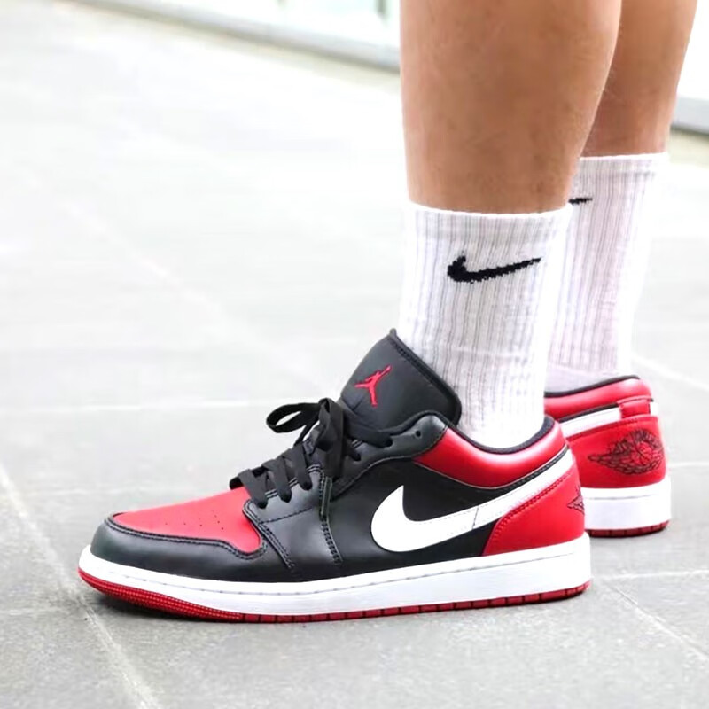 耐克(nike)air jordan 1 low aj1黑红脚趾防滑减震男子低帮休闲运动