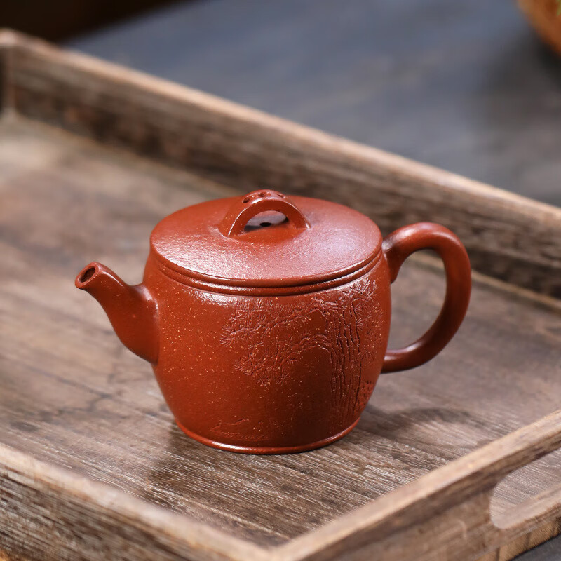 紫砂壶宜兴工堂名家沈丹手工茶壶原矿红降坡泥松风汉瓦茶壶具 220ml