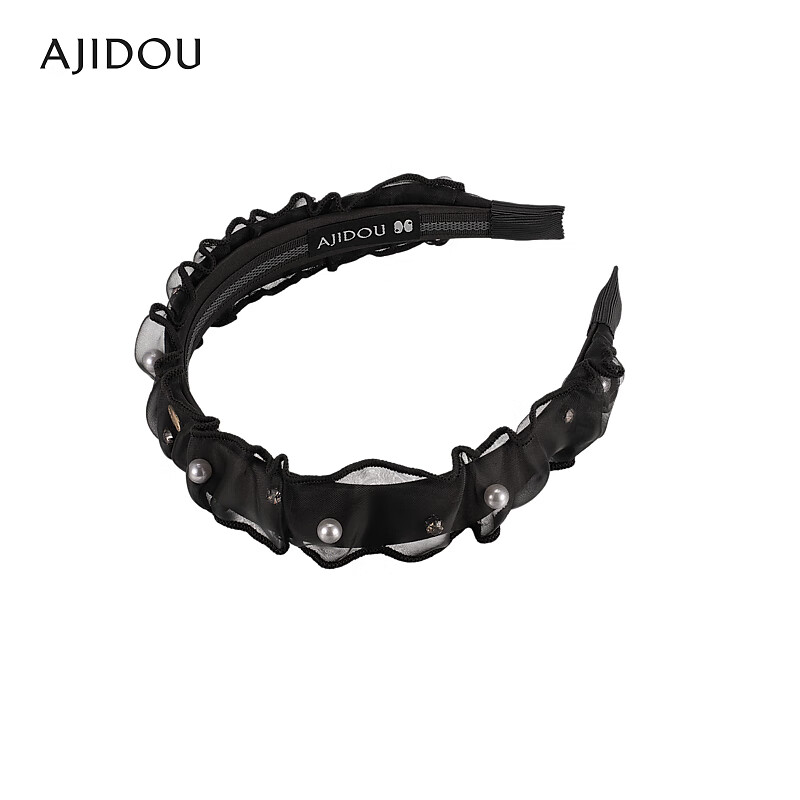 AJIDOU阿吉豆发箍女优雅珍珠灵动俏皮小众款简约百搭头箍发饰生日礼物 黑色 内直径12cm宽3cm