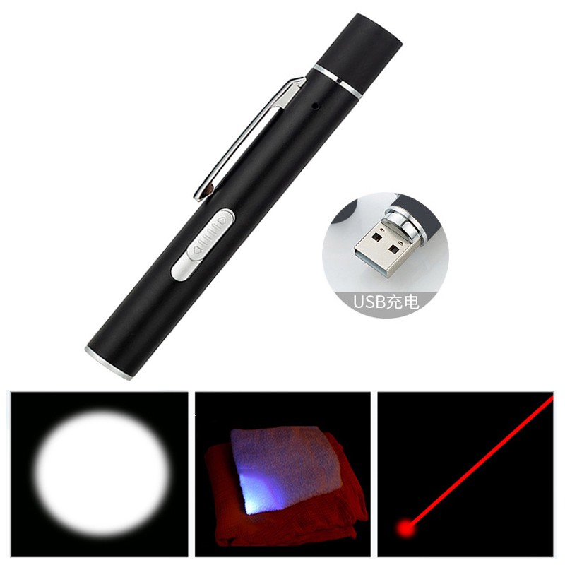 天窗(sky window)usb充电三合一迷你手电紫光线验钞灯笔白光照明红