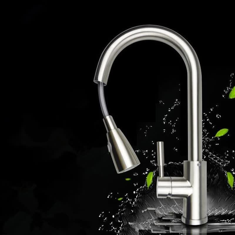 倍曦可拉伸水龙头防溅头厨房冷热水龙头洗菜盆304不锈钢可抽拉式拉伸