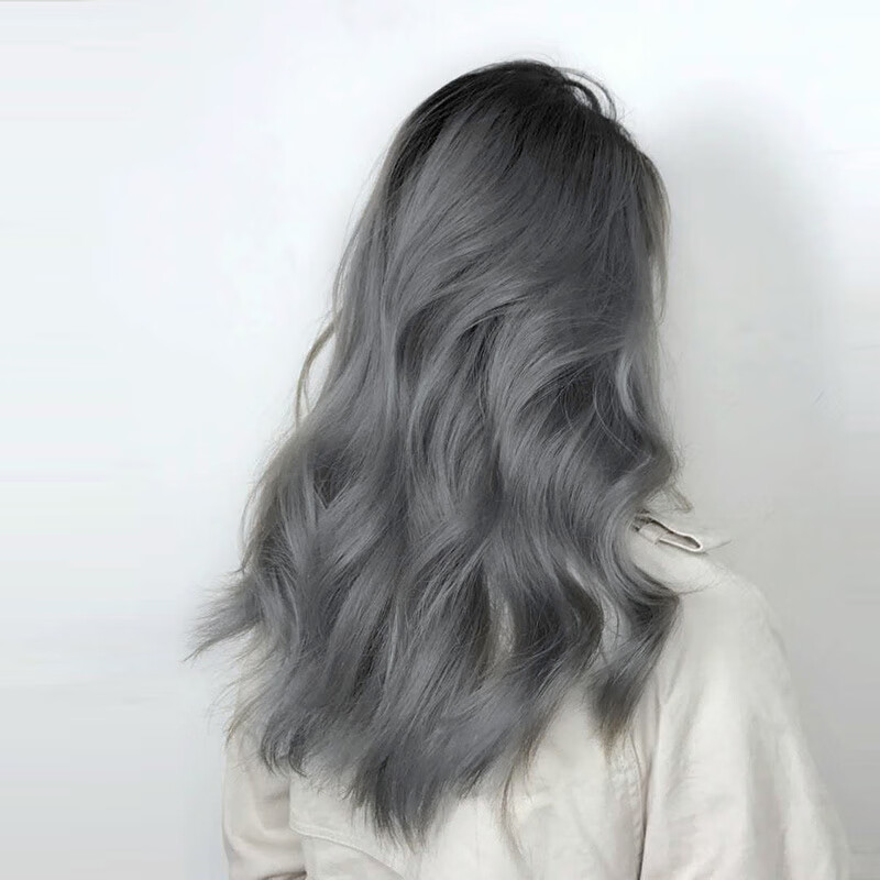 2021新款奶奶灰染发膏灰色染发剂蓝灰色流行色自己在家染头发 烟灰色