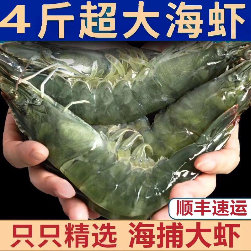 青虾新鲜海虾鲜虾虾类生鲜新鲜海虾速冻 11-13cm 冰冻4斤装[净虾2