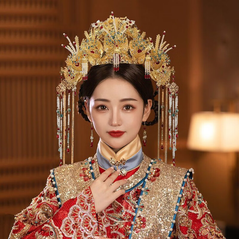 允茹 秀禾服头饰凤冠明制新娘汉服婚嫁发冠新款中式婚礼皇后大婚秀禾