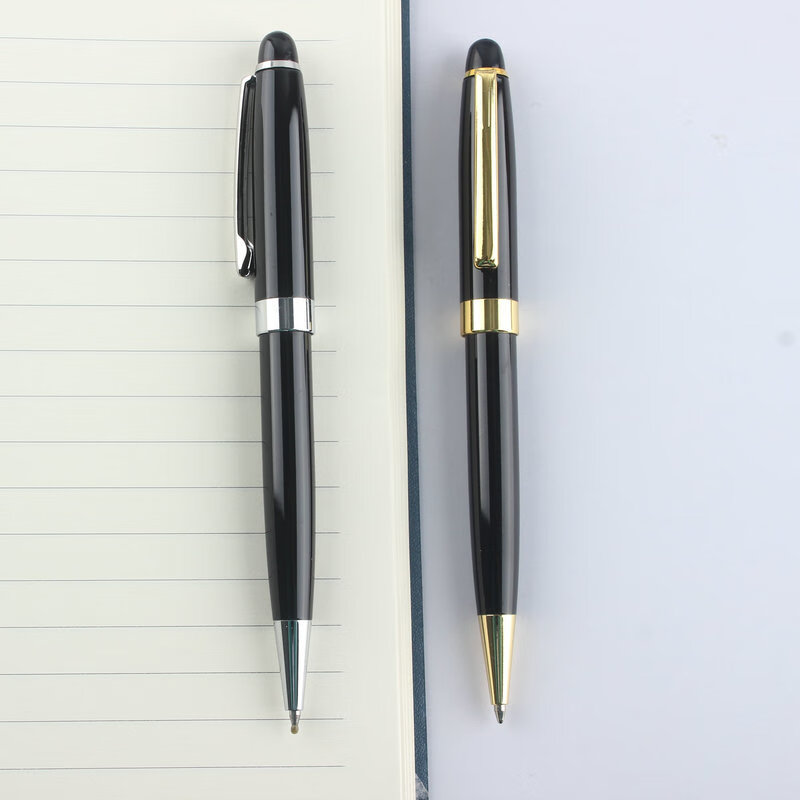 广告礼品金属圆珠笔印刷旋转圆珠笔商务中性 黑色-金色配件款 子弹型1.0