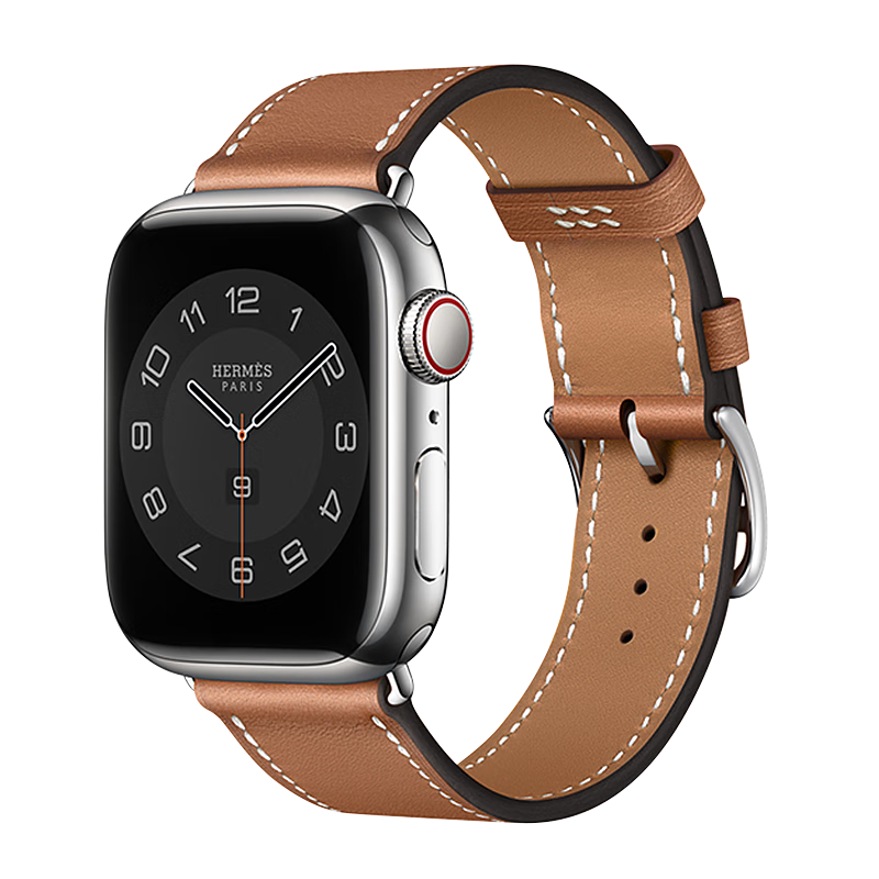 MSSM 适用苹果手表表带apple iwatch爱马仕款Swift小牛皮真皮表带ultra/S9/S8/7/6/SE 浅棕色·42/44/45/49mm