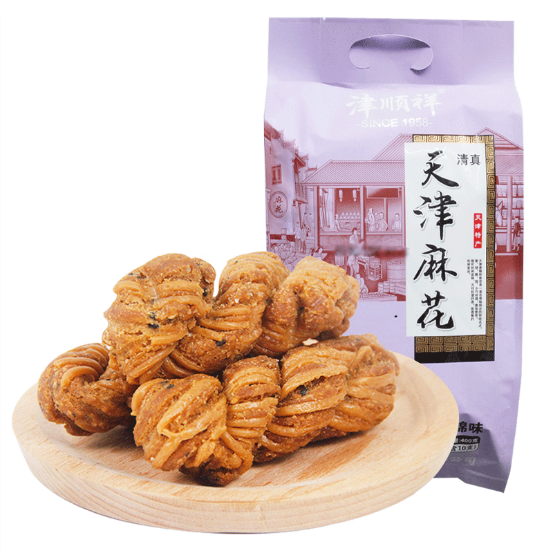 津顺祥 休闲零食 天津特产夹馅麻花（什锦味）400g/袋