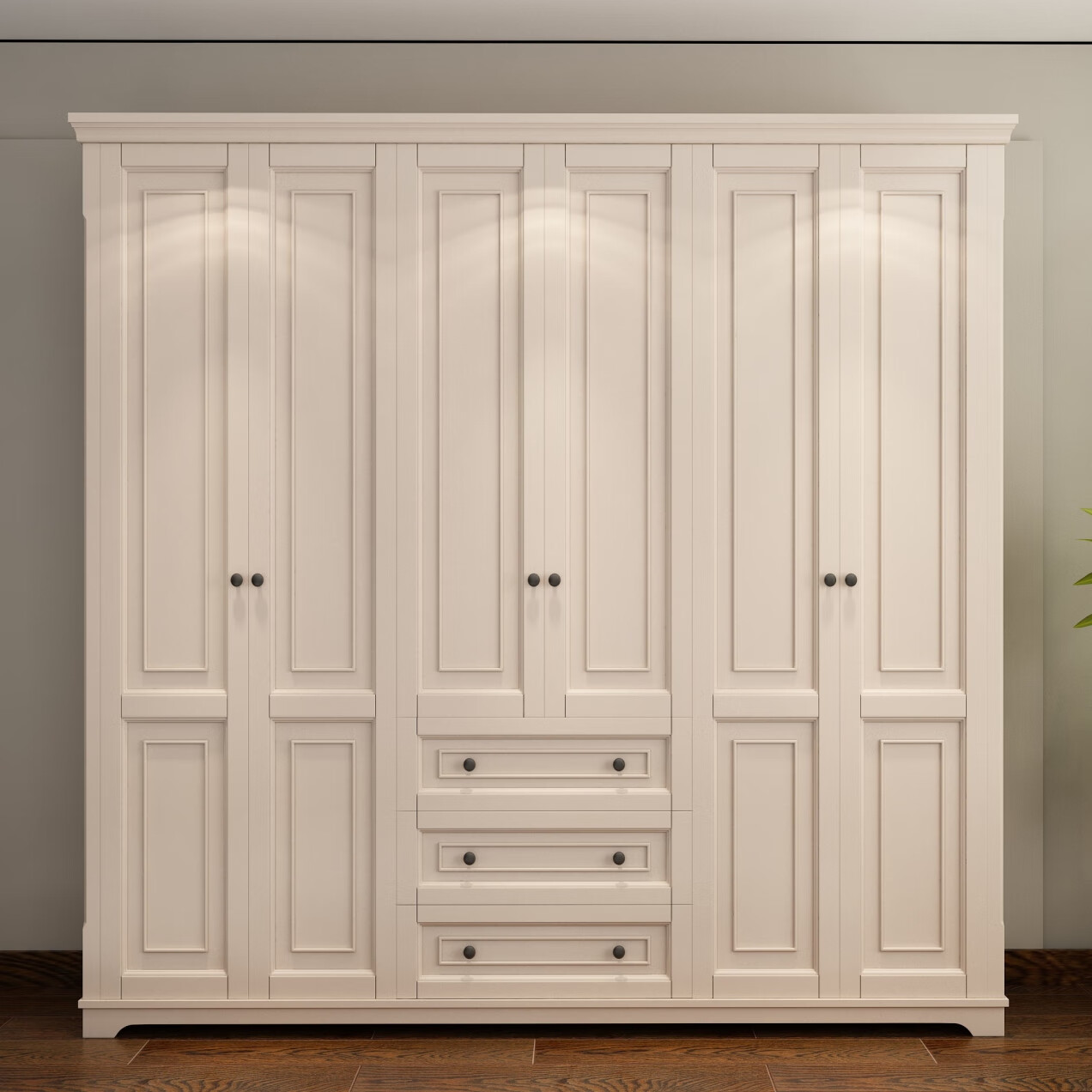 乡村衣帽间整体大衣橱储物柜别墅白色实木家具可 桦木2门衣柜备注颜色