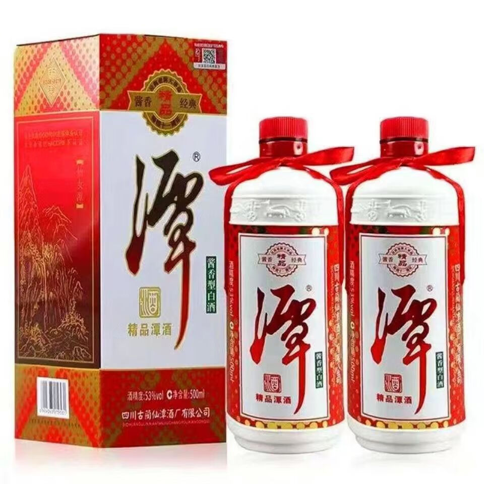 潭酒精品潭酒53度酱香型白酒四川白酒500ml*6瓶一整箱纯粮食酒 53度