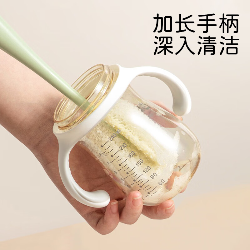 一本鱼多功能杯刷婴儿专用奶瓶清洗刷保温杯水杯清洗长柄刷家用海绵杯刷 五合一杯刷奶白【升级款】