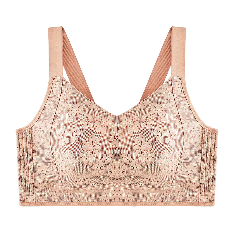 千奈美无痕提花大胸显小收副乳防下垂显瘦文胸内衣 栗子色 L (80BCD/75E)