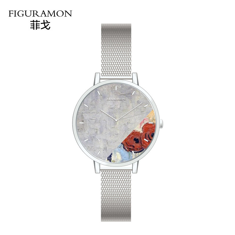 FIGURAMONFIGURAMON/菲戈 原创玫瑰花时尚半切圆形女式腕表