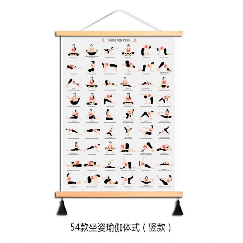阿斯汤加瑜伽体式序列图动作姿势装饰画瑜伽动作分 1 100*150实木挂轴