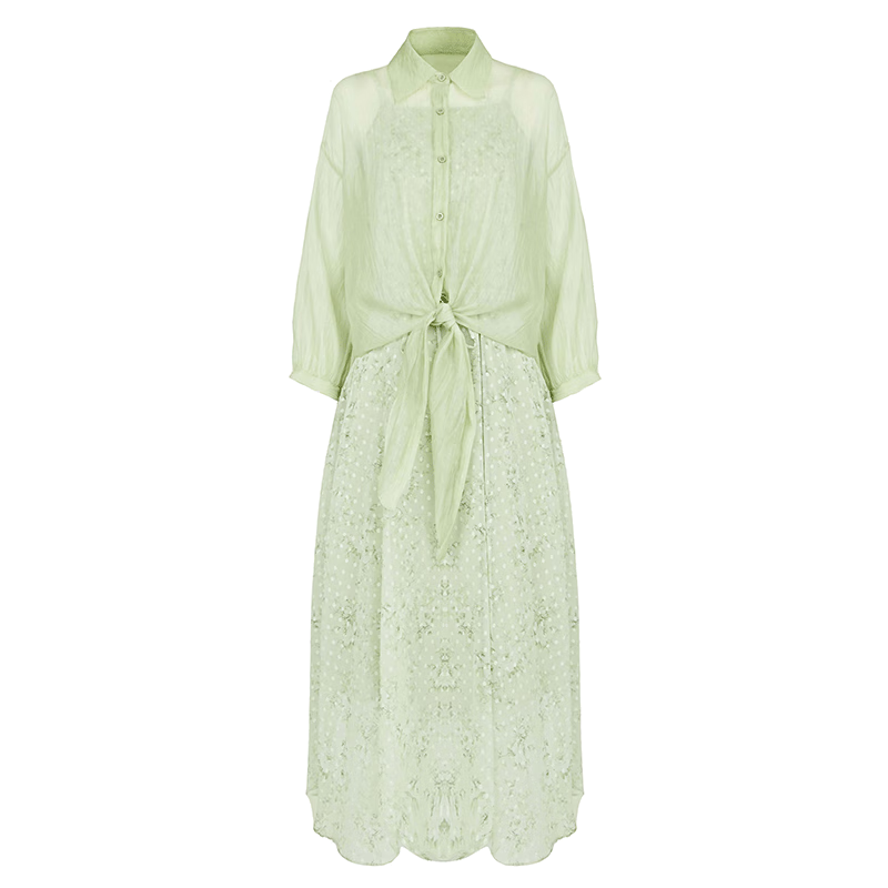 S.DEERʥ�ϰ�Ůװ��԰�����²����黨��������ȹ��װS24261403 ǳ����/56 XL (175)