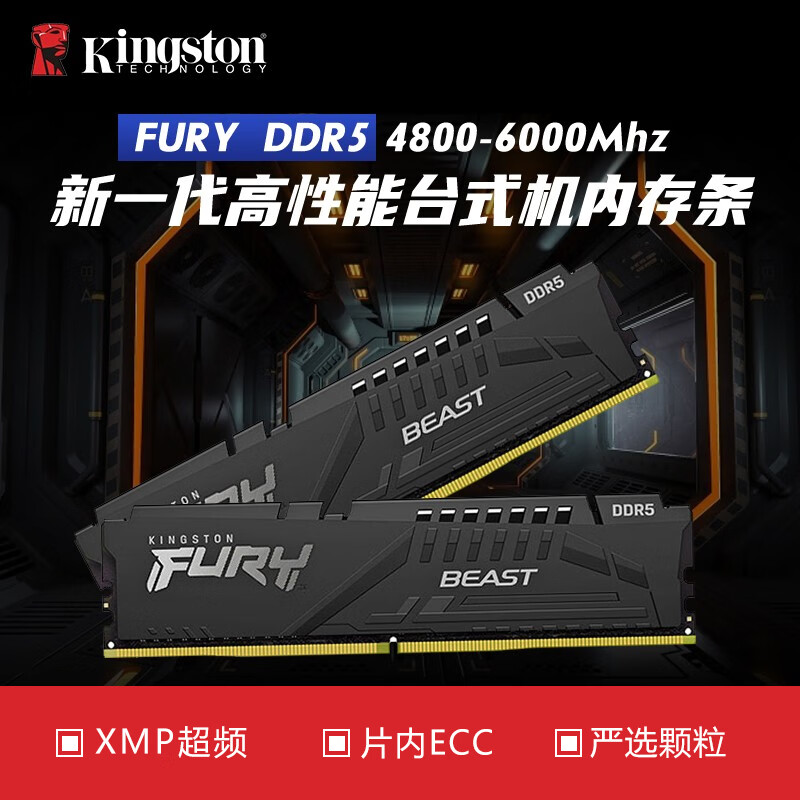 金士顿（Kingston） FURY DDR5内存条 台式机电脑游戏电竞 Beast野兽系列骇客神条 BEAST-5600-32G