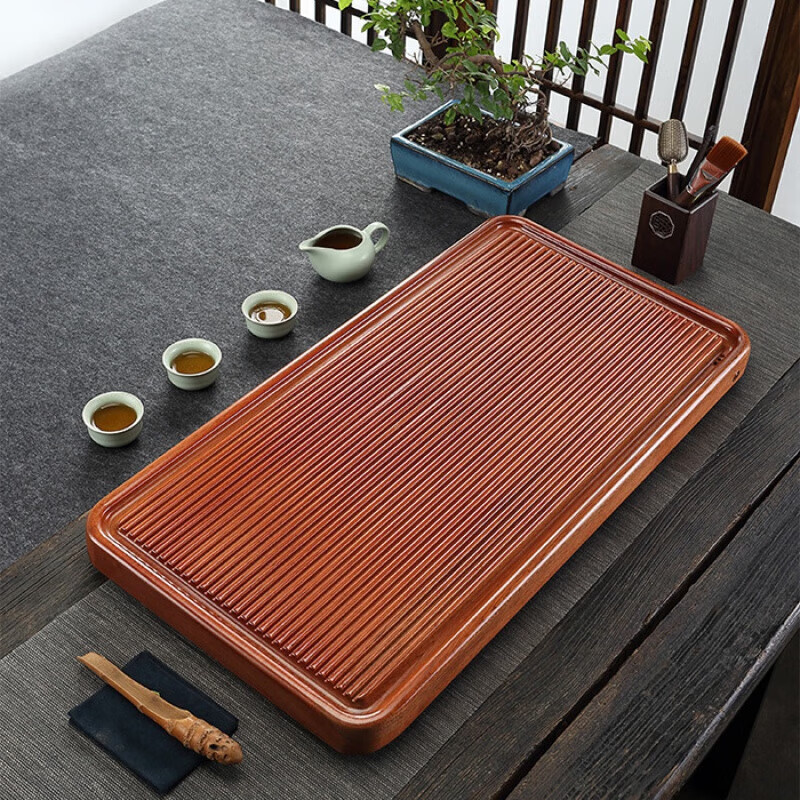 溥畔花梨木整块实木排水小茶台茶盘功夫茶具套装实木茶台家用 南美