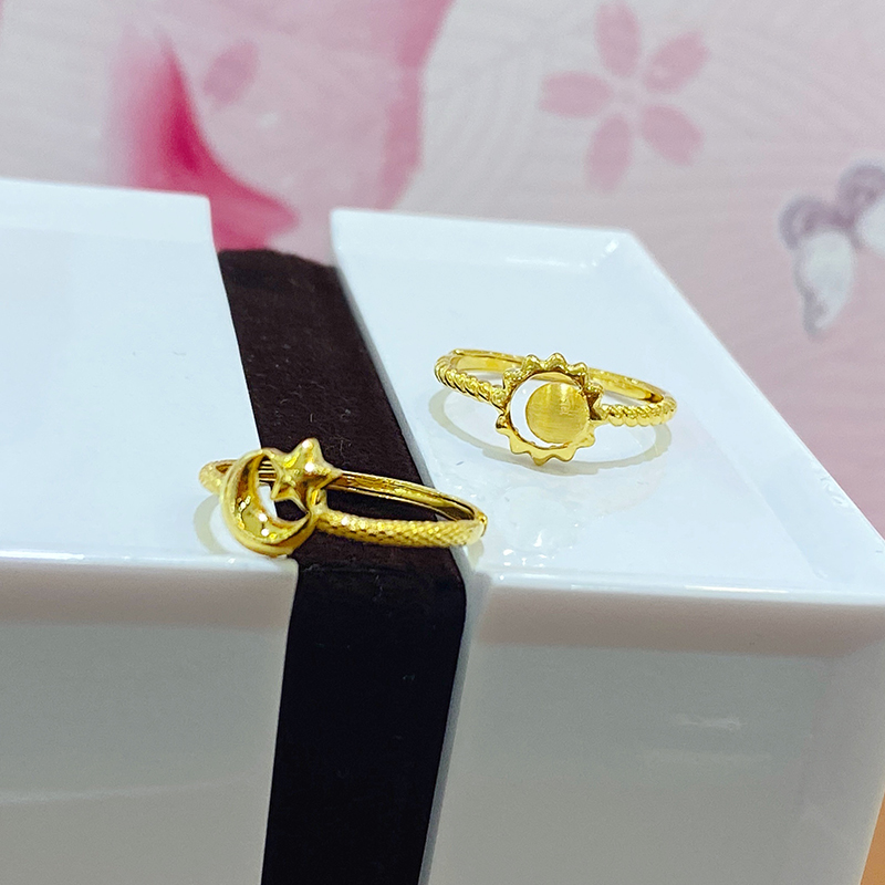 七夕情人节礼物 恋柯 黄金戒指女5g金星月首饰999足金星球黄金首饰可