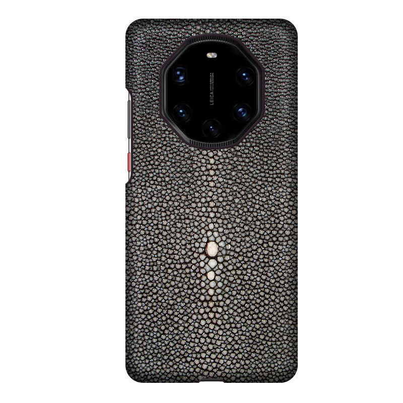 韵绚【手工定制】适用华为Mate80RS手机壳珍珠鱼皮80RS非凡大师保护壳高档全包防摔男皮套时尚大气潮牌 【黑色磨皮2】 联系客服确认型号