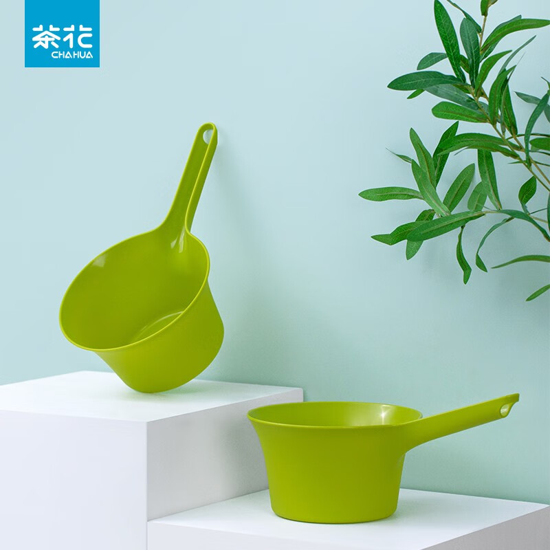 茶花（CHAHUA） 茶花塑料水瓢厨房浴室多用塑料水勺大号水瓢塑料水舀 绿 1只