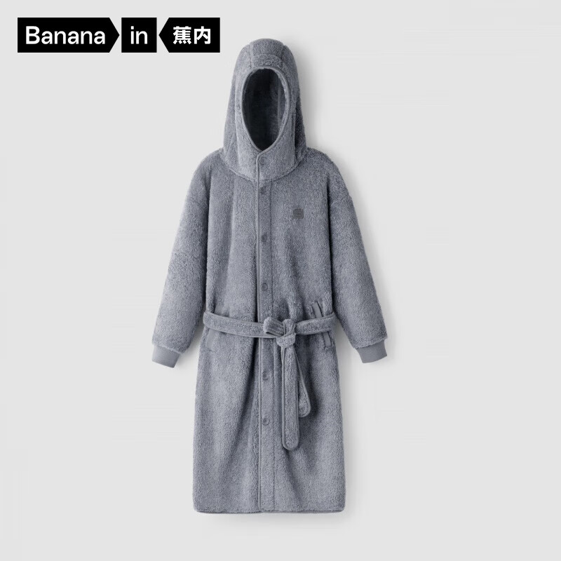 蕉内绒绒501P珊瑚绒睡袍女浴袍男情侣居家晨袍秋冬加厚长款家居服 曼石灰 XL
