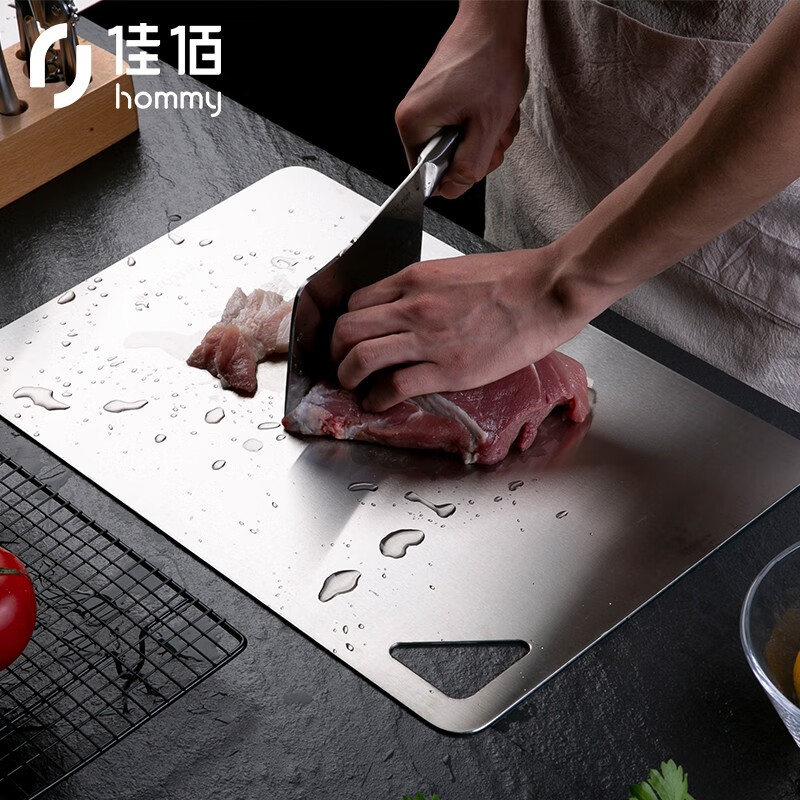 佳佰 304不锈钢防霉不发霉菜板 家用大号案板切菜板砧板面板擀面板 加大加厚饺子板刀板（450*300*2毫米）