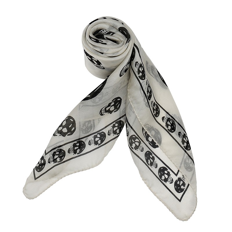 alexandermcqueen亚历山大麦昆骷髅头图案顺滑时尚丝巾5577173052q 浅