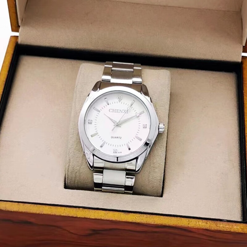 晨曦(chenxi) 品牌手表男士镶钻简约三针防水夜光指针商务男表初中