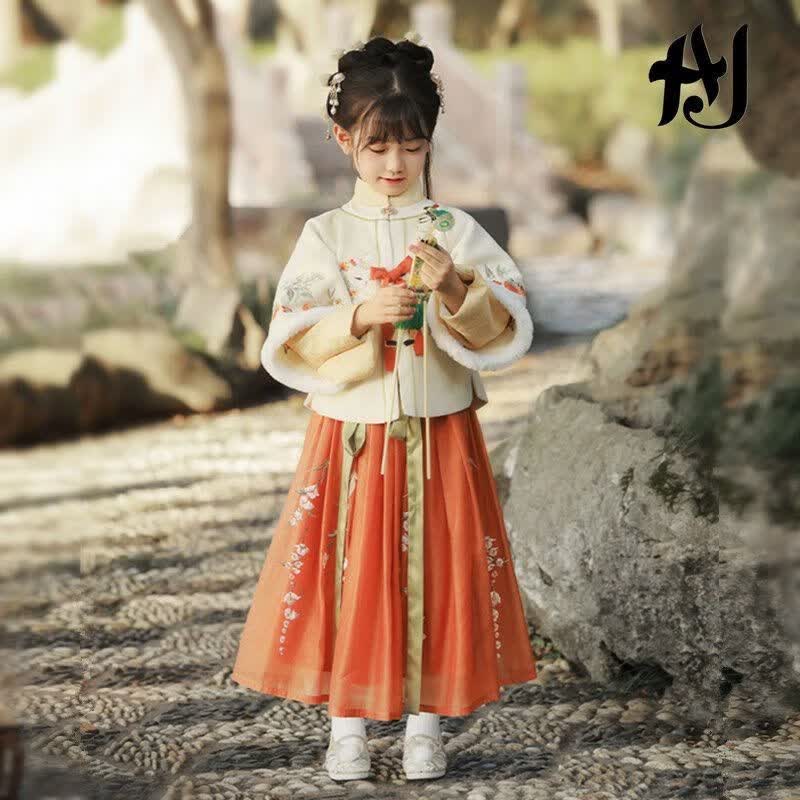 洛童欧（LUOTONGOU）女童汉服儿童冬季加绒拜年服国风加厚明制唐装女孩古风冬装女宝宝 米黄色加绒 120高性价比高么？