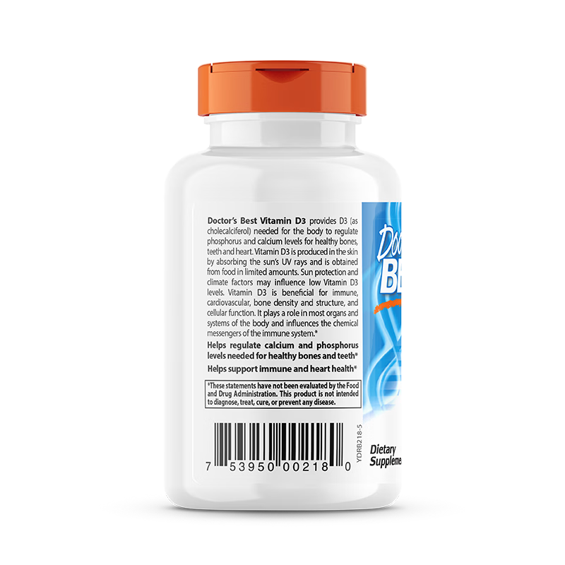 Doctor's best多特倍斯金达威维生素D3软胶囊5000iu强健骨骼助钙吸收美国进口 【阳光VD】5000iu 180粒