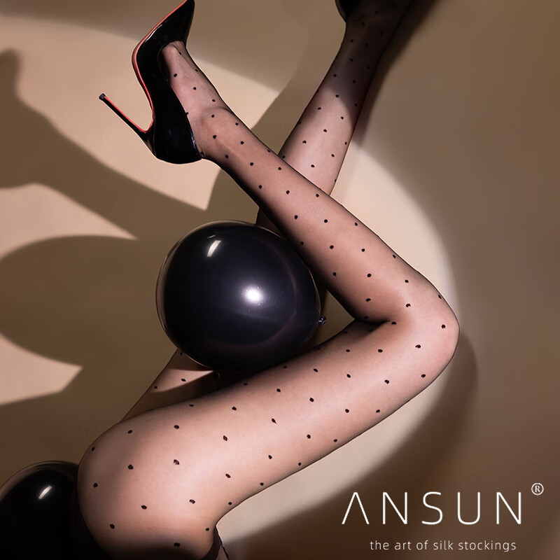 安幸安幸ANSUN「星点」3D小圆点T裆波点超薄性感黑丝春款丝袜连裤袜女 BLACK 御黑色 均码