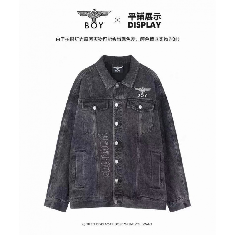 新款早春情侣款银线刺绣天使恶魔翅膀休闲牛仔衣夹克外套boy以酷奇纯
