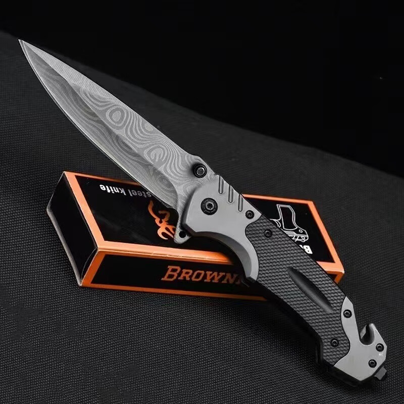 弹簧折叠刀高硬度小刀锋利折叠刀随身便携户外刀具折刀 王者花纹 215