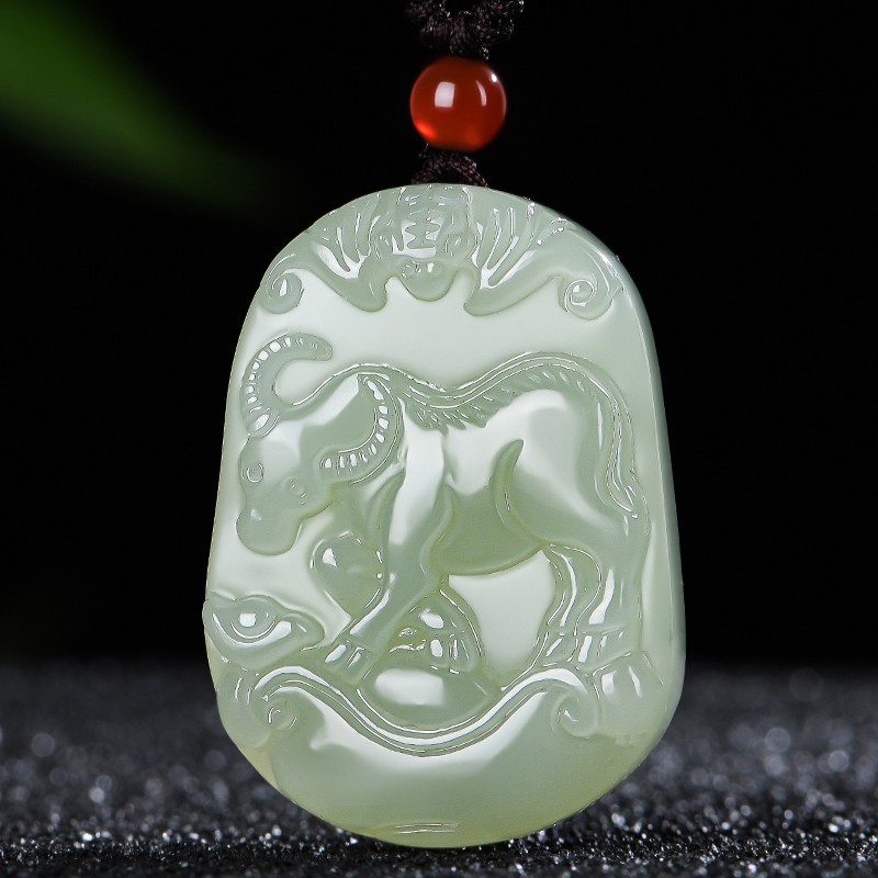 藏玉瑶  和田玉生肖牛吊坠 男女士款玉牌玉石玉坠