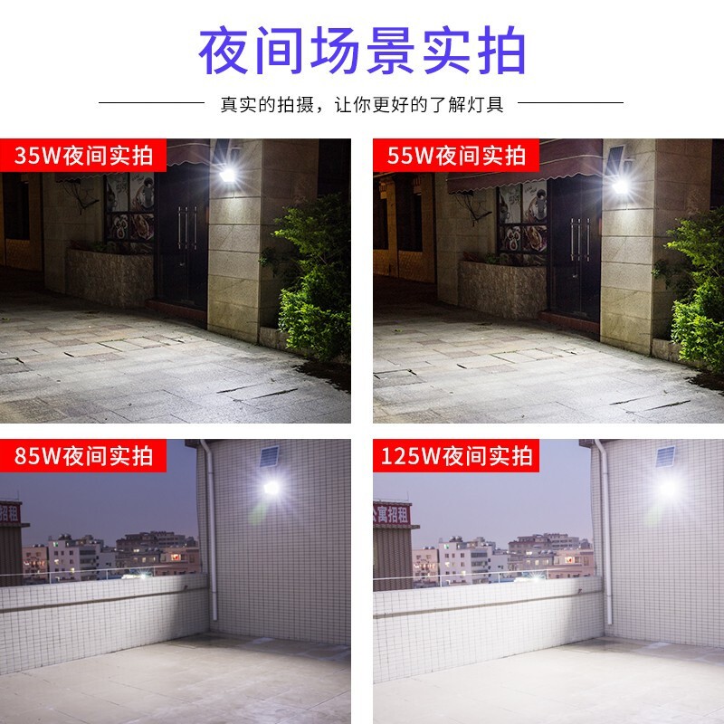 湘哲太阳能灯光控100W路灯户外庭院灯led投光球场家用一拖一、一拖二泛光灯感应工厂车间照明灯 400W-光控感应-铝材-5米连接线-照约115平
