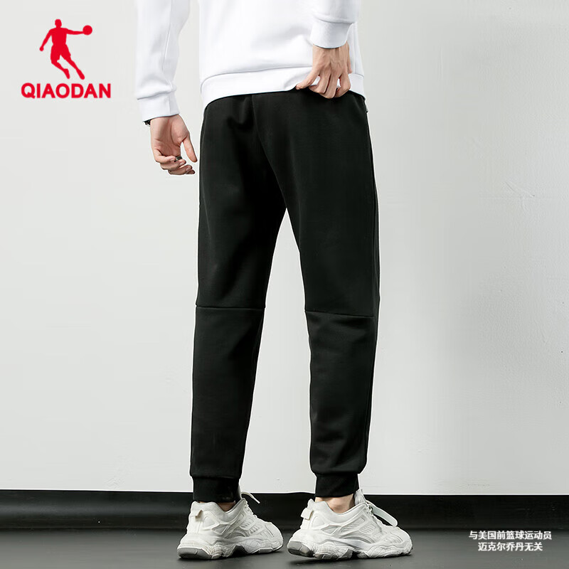 乔丹qiaodan男装运动裤男2024新款加绒束脚裤跑步卫裤休闲裤长裤r