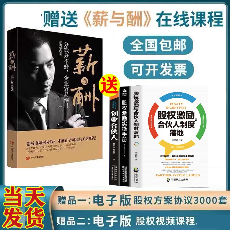 包邮正版苏引华薪与酬分钱分不好企业容易倒如何分钱股权激励+股权激励与合伙人制度落地股权激励实操手册