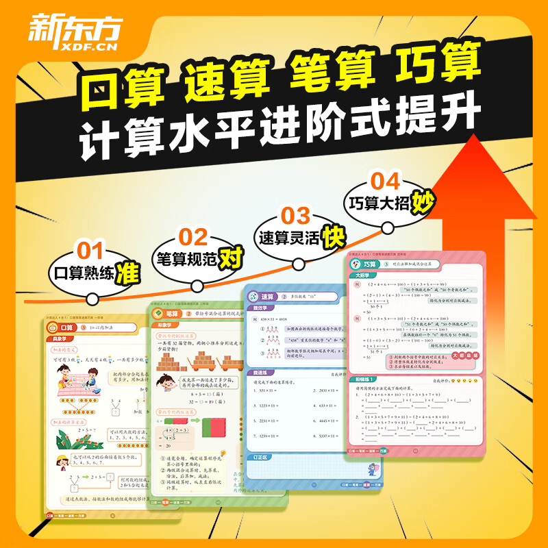 新东方小学数学计算达人四合一口算笔算速算巧算小学数学1-6年级 计算达人四合一 1-6年级(6册)